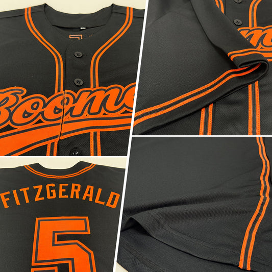Custom Black Orange Authentic Baseball Jersey - Sky-Custom