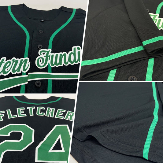 Custom Black Kelly Green-White Authentic Baseball Jersey - Sky-Custom