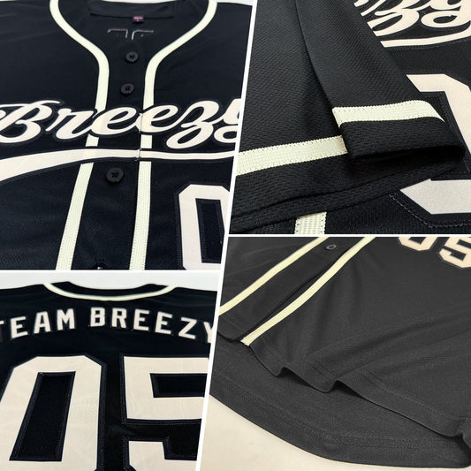 Custom Black Cream Authentic Baseball Jersey - Sky-Custom