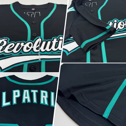 Custom Black White-Teal Authentic Baseball Jersey - Sky-Custom