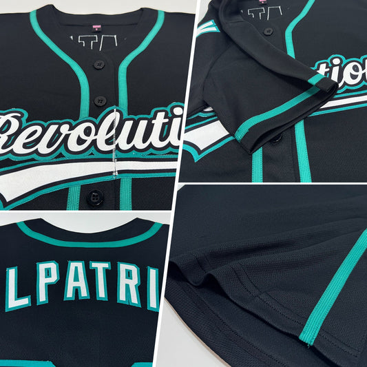Custom Black White-Teal Authentic Baseball Jersey - Sky-Custom