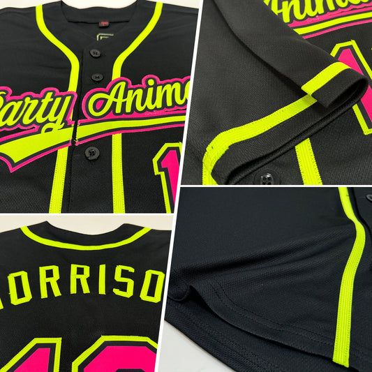 Custom Black Hot Pink-Neon Green Authentic Baseball Jersey - Sky-Custom