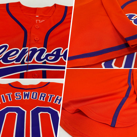Custom Orange Purple-White Authentic Baseball Jersey - Sky-Custom
