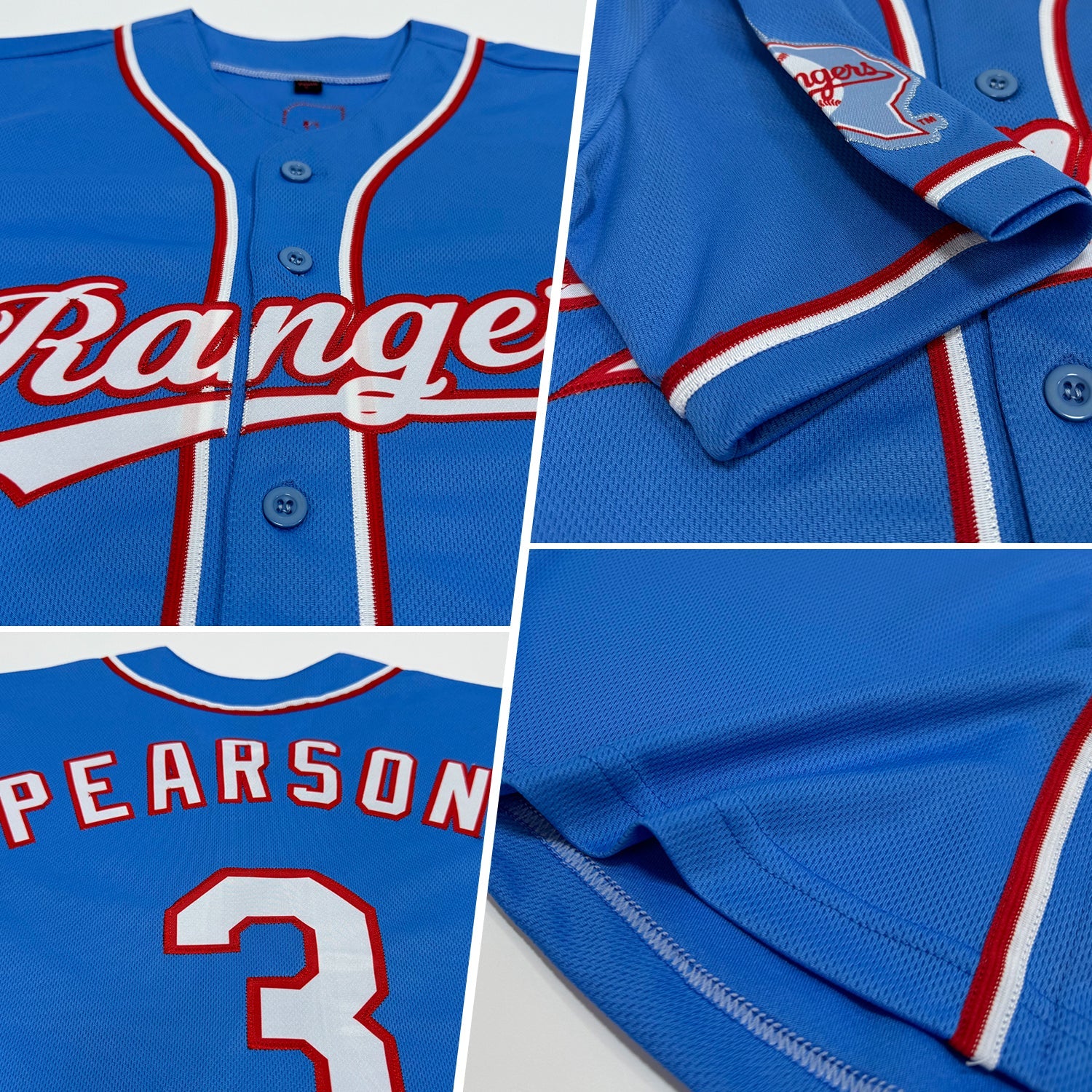 Custom Light Blue White-Red Authentic Baseball Jersey - Sky-Custom