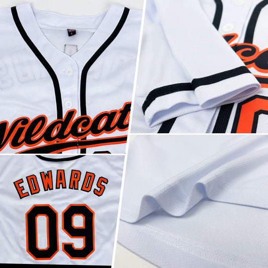 Custom White Black-Orange Authentic Baseball Jersey - Sky-Custom