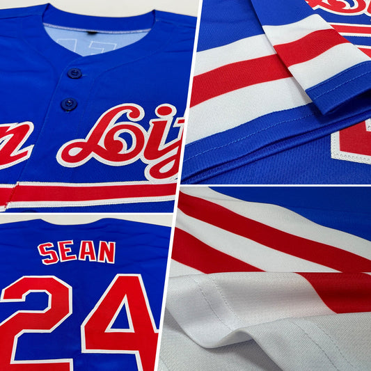 Custom Thunder Blue Red-White Line Authentic Baseball Jersey - Sky-Custom