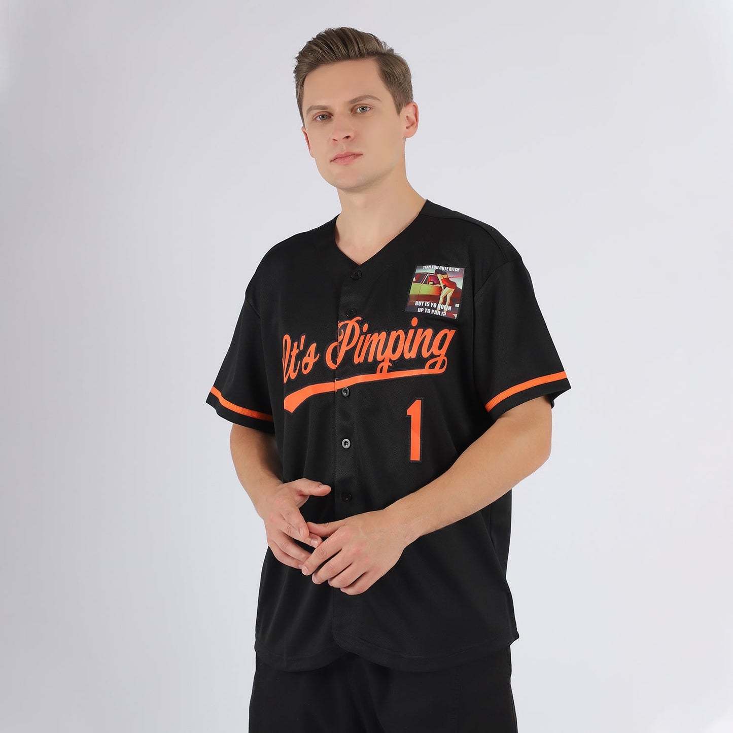 Custom Black Orange Baseball Jersey - Sky-Custom