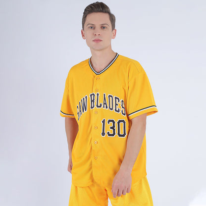 Custom Gold Black-White Baseball Jersey - Sky-Custom