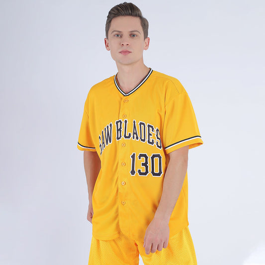 Custom Gold Black-White Baseball Jersey - Sky-Custom