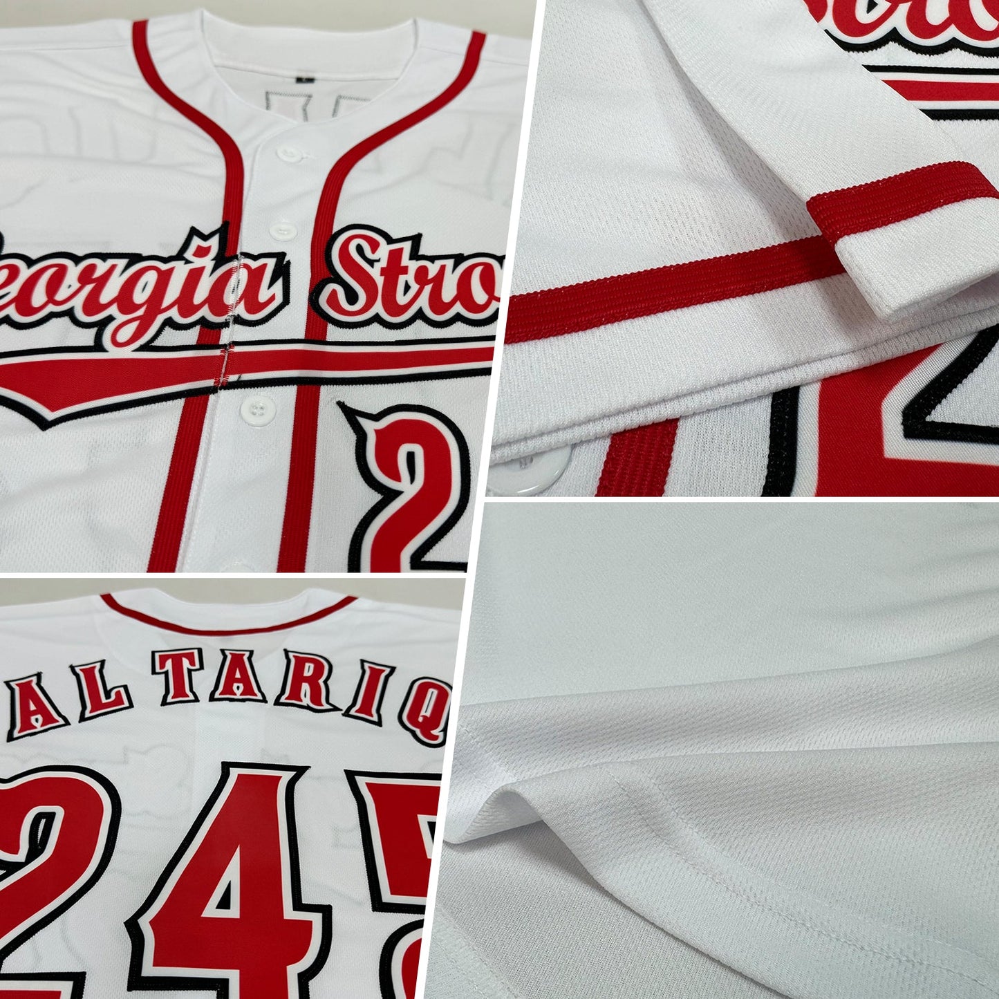 Custom White Red-Black Baseball Jersey - Sky-Custom
