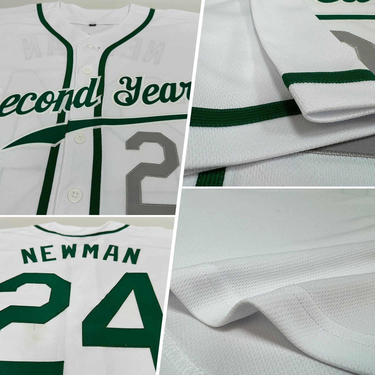 Custom White Kelly Green-Light Gray Authentic Baseball Jersey - Sky-Custom