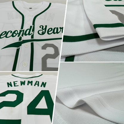 Custom White Kelly Green-Light Gray Authentic Baseball Jersey - Sky-Custom
