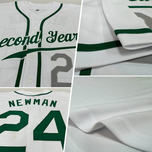 Custom White Kelly Green-Light Gray Authentic Baseball Jersey - Sky-Custom