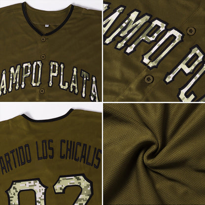 Custom Olive Camo-Black Authentic Salute To Service Baseball Jersey - Sky-Custom