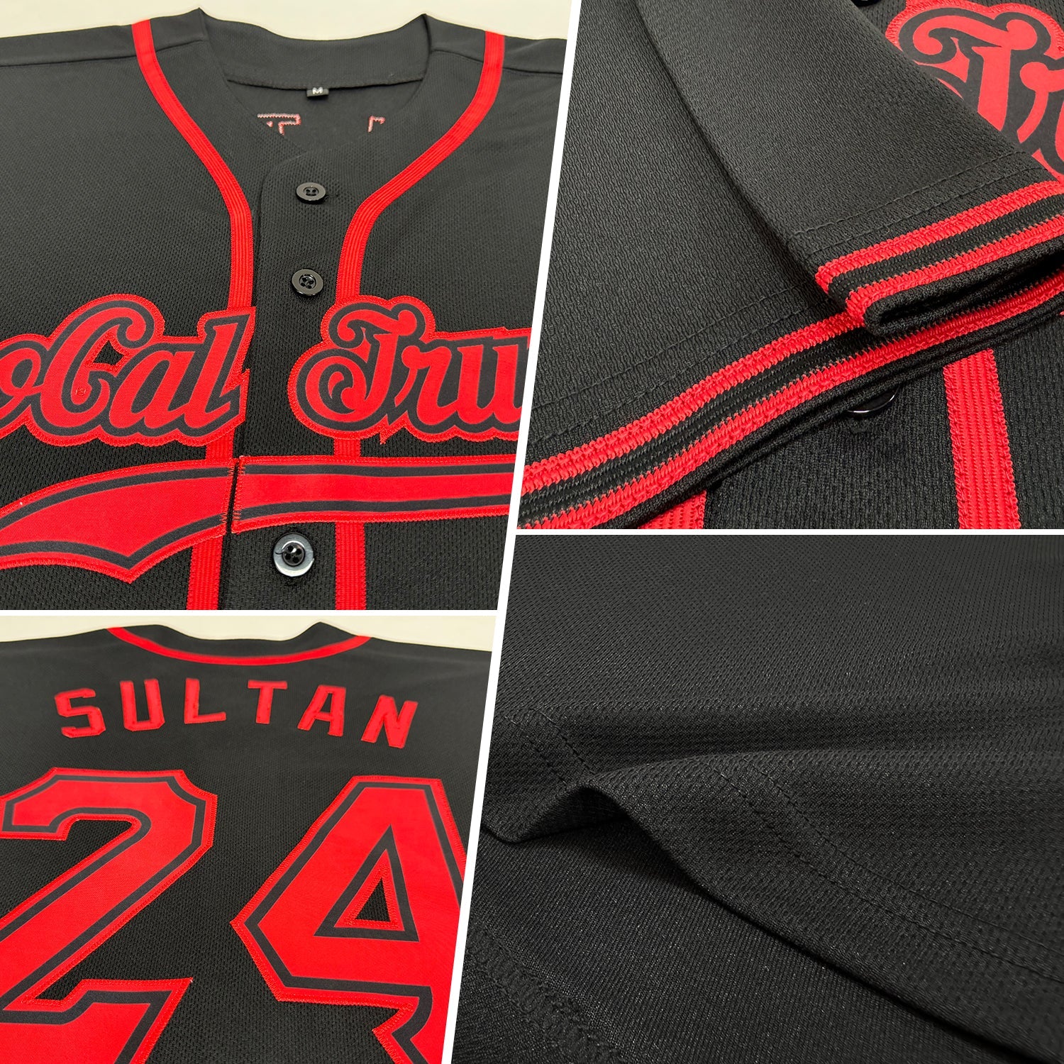Custom Black Red Authentic Baseball Jersey - Sky-Custom