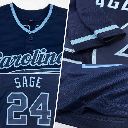 Custom Navy Navy-Light Blue Authentic Baseball Jersey - Sky-Custom