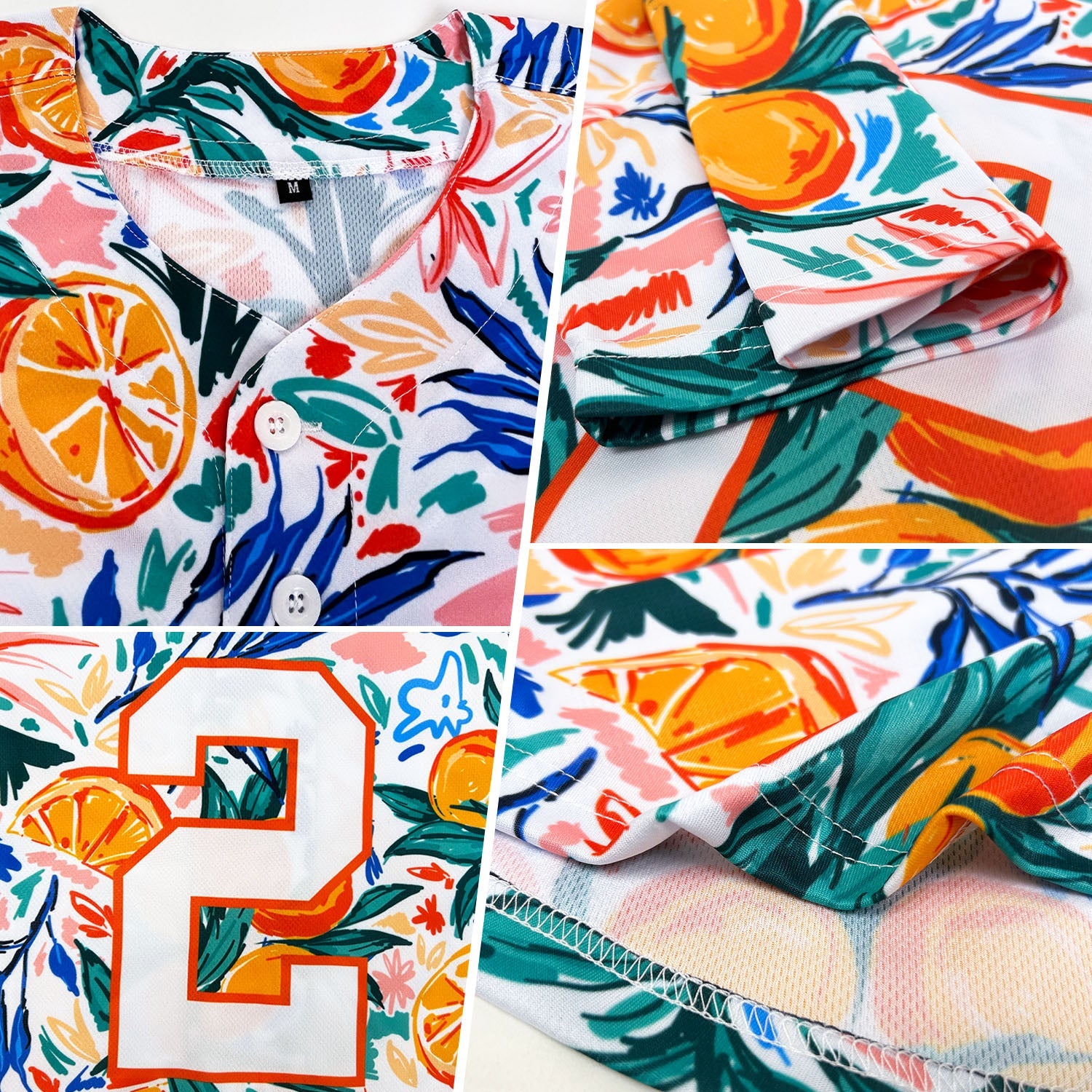 Custom White Orange 3D Pattern Design Fruit Authentic Baseball Jersey - Sky-Custom
