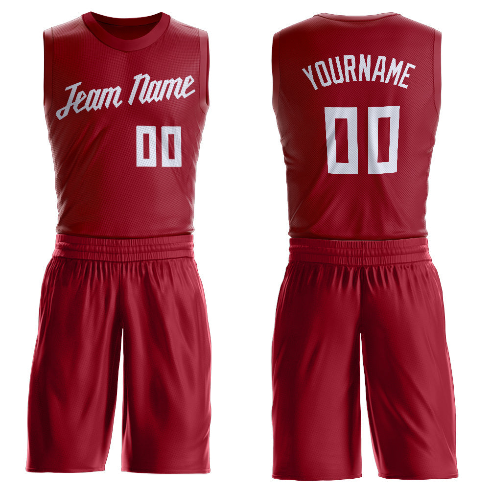 Custom Maroon White Round Neck Suit Basketball Jersey - Sky-Custom