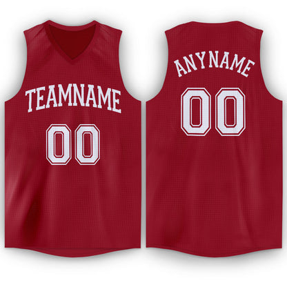 Custom Maroon White V-Neck Basketball Jersey - Sky-Custom