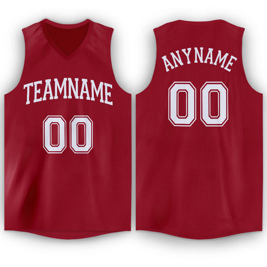 Custom Maroon White V-Neck Basketball Jersey - Sky-Custom