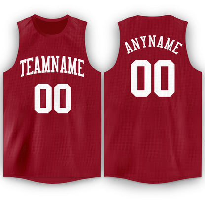 Custom Maroon White Round Neck Basketball Jersey - Sky-Custom