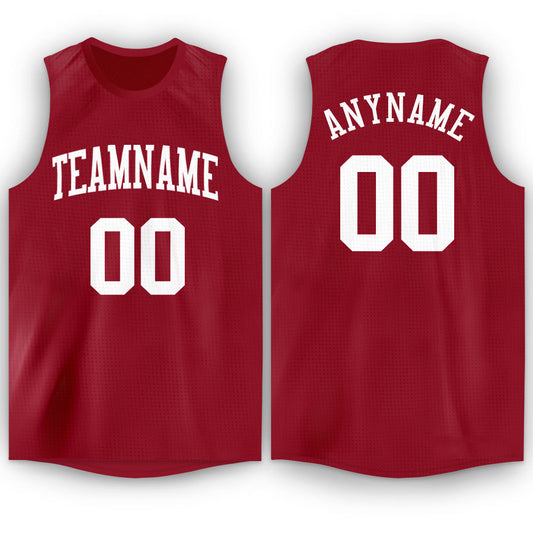 Custom Maroon White Round Neck Basketball Jersey - Sky-Custom