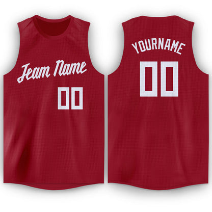 Custom Maroon White Round Neck Basketball Jersey - Sky-Custom