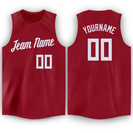 Custom Maroon White Round Neck Basketball Jersey - Sky-Custom
