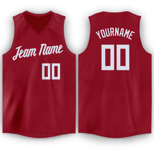 Custom Maroon White V-Neck Basketball Jersey - Sky-Custom