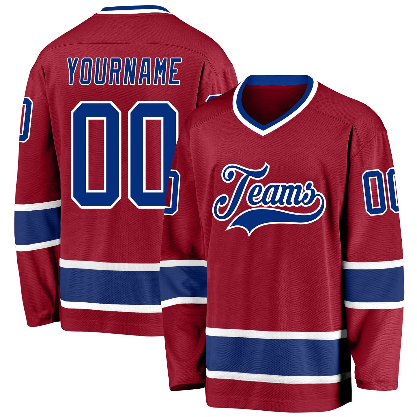 Custom Maroon Royal-White Hockey Jersey - Sky-Custom