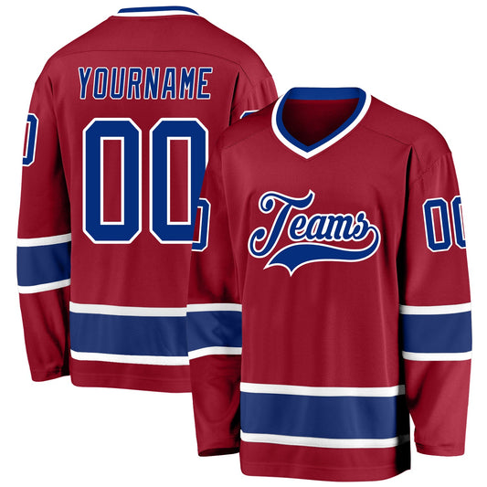 Custom Maroon Royal-White Hockey Jersey - Sky-Custom