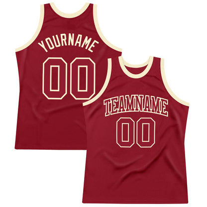 Custom Maroon Maroon-Cream Authentic Throwback Basketball Jersey - Sky-Custom