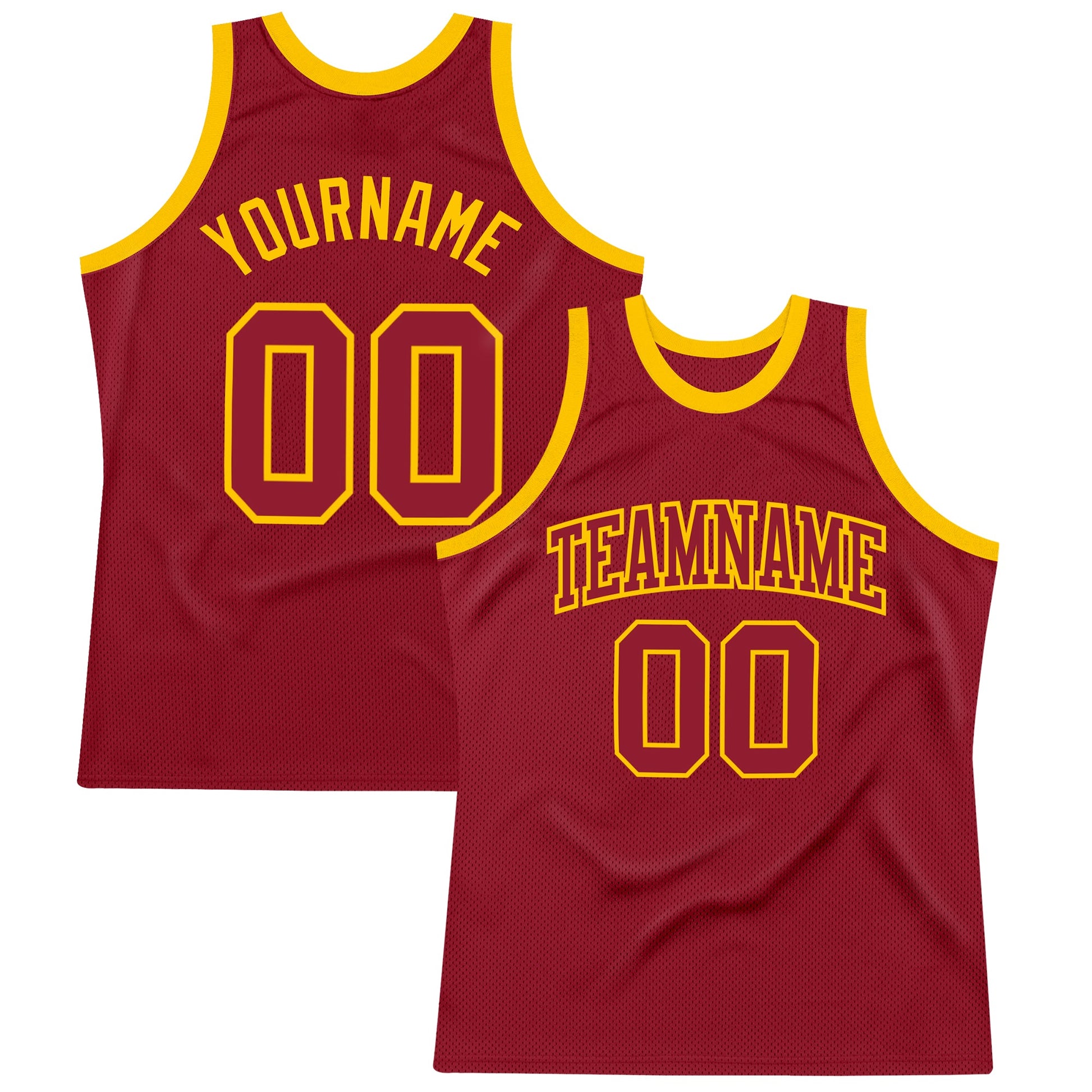 Custom Maroon Maroon-Gold Authentic Throwback Basketball Jersey - Sky-Custom