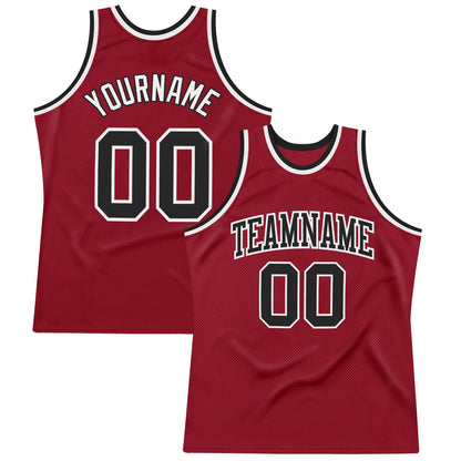 Custom Maroon Black-White Authentic Throwback Basketball Jersey - Sky-Custom
