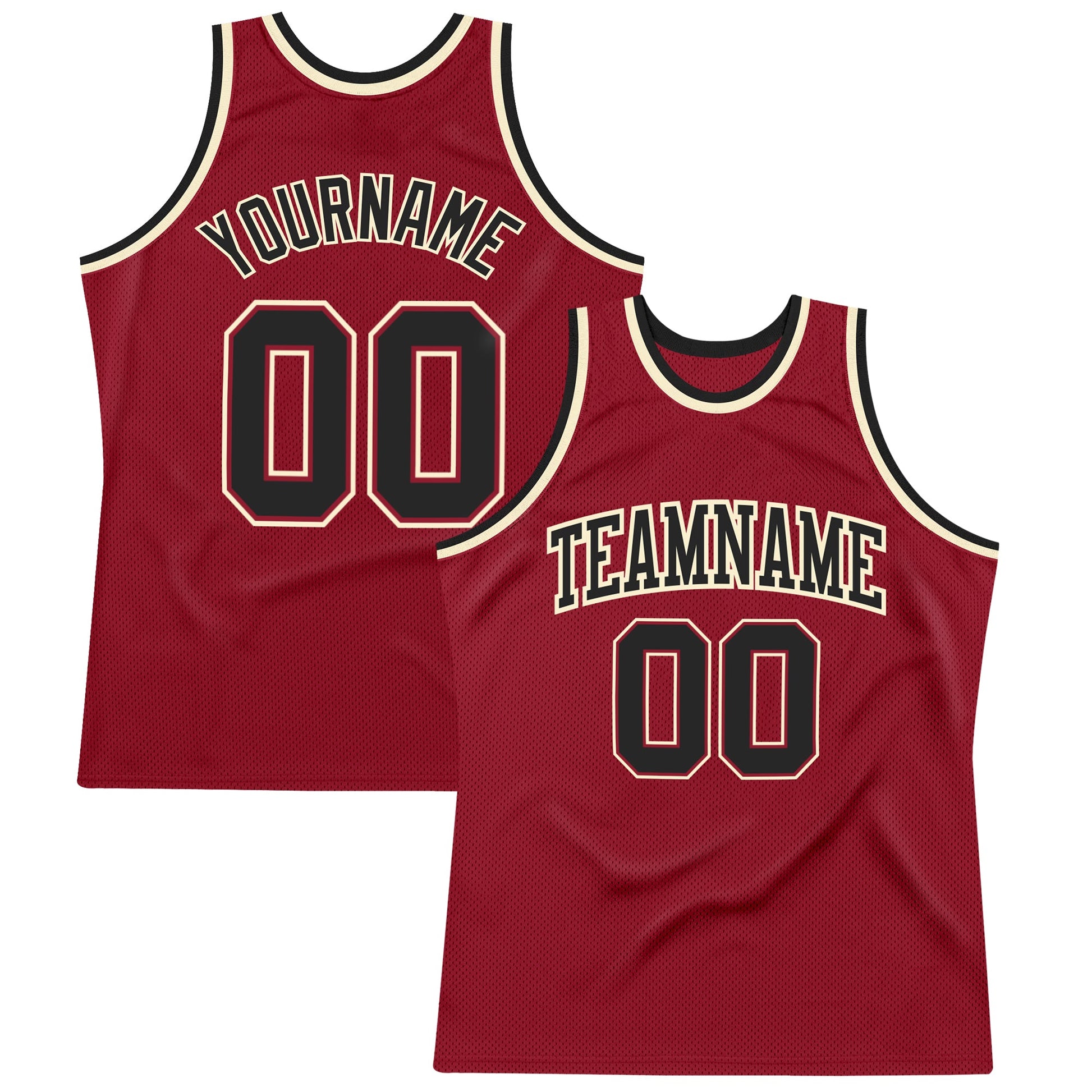 Custom Maroon Black-Cream Authentic Throwback Basketball Jersey - Sky-Custom