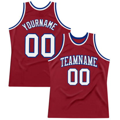 Custom Maroon White-Royal Authentic Throwback Basketball Jersey - Sky-Custom