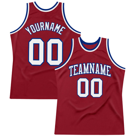 Custom Maroon White-Royal Authentic Throwback Basketball Jersey - Sky-Custom