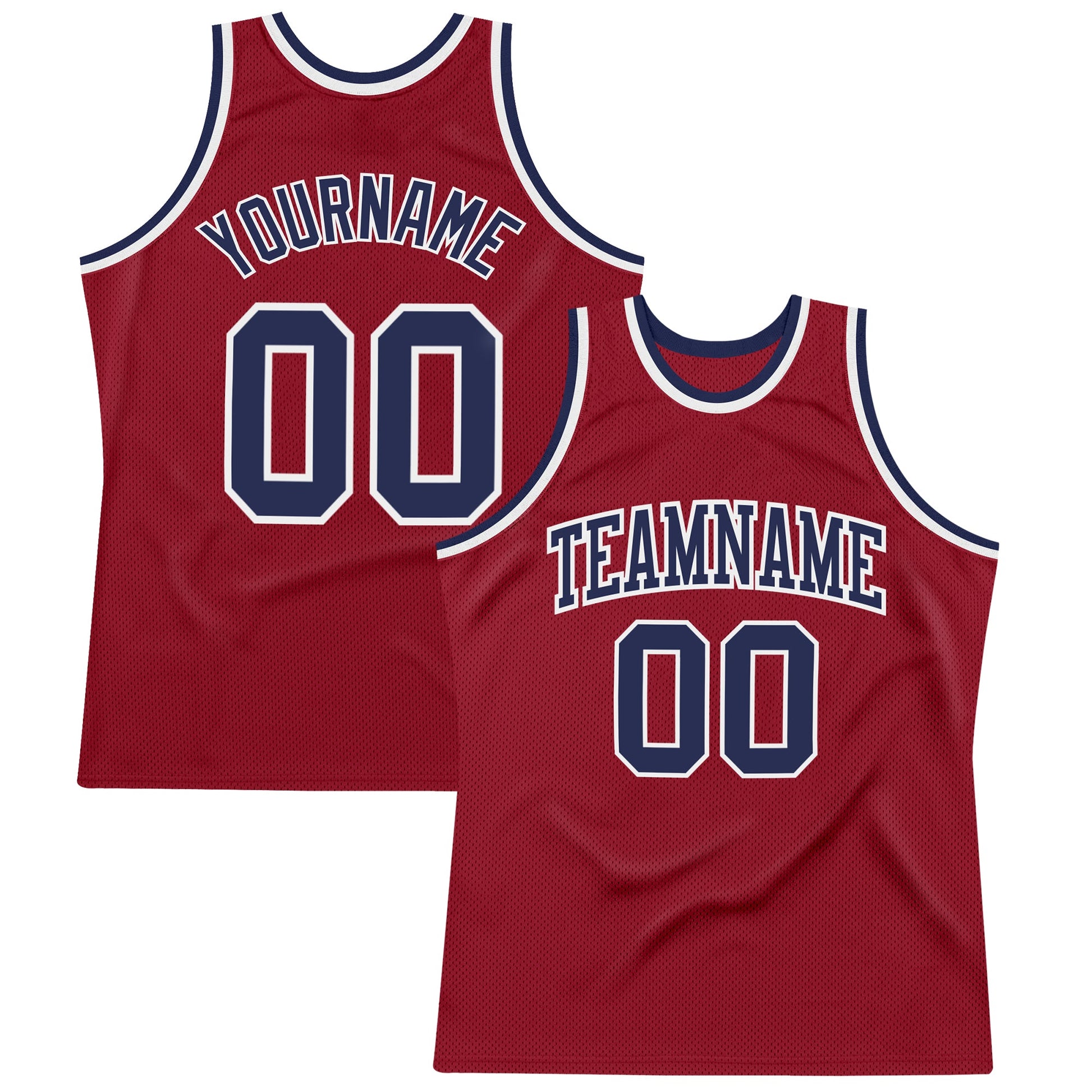Custom Maroon Navy-White Authentic Throwback Basketball Jersey - Sky-Custom