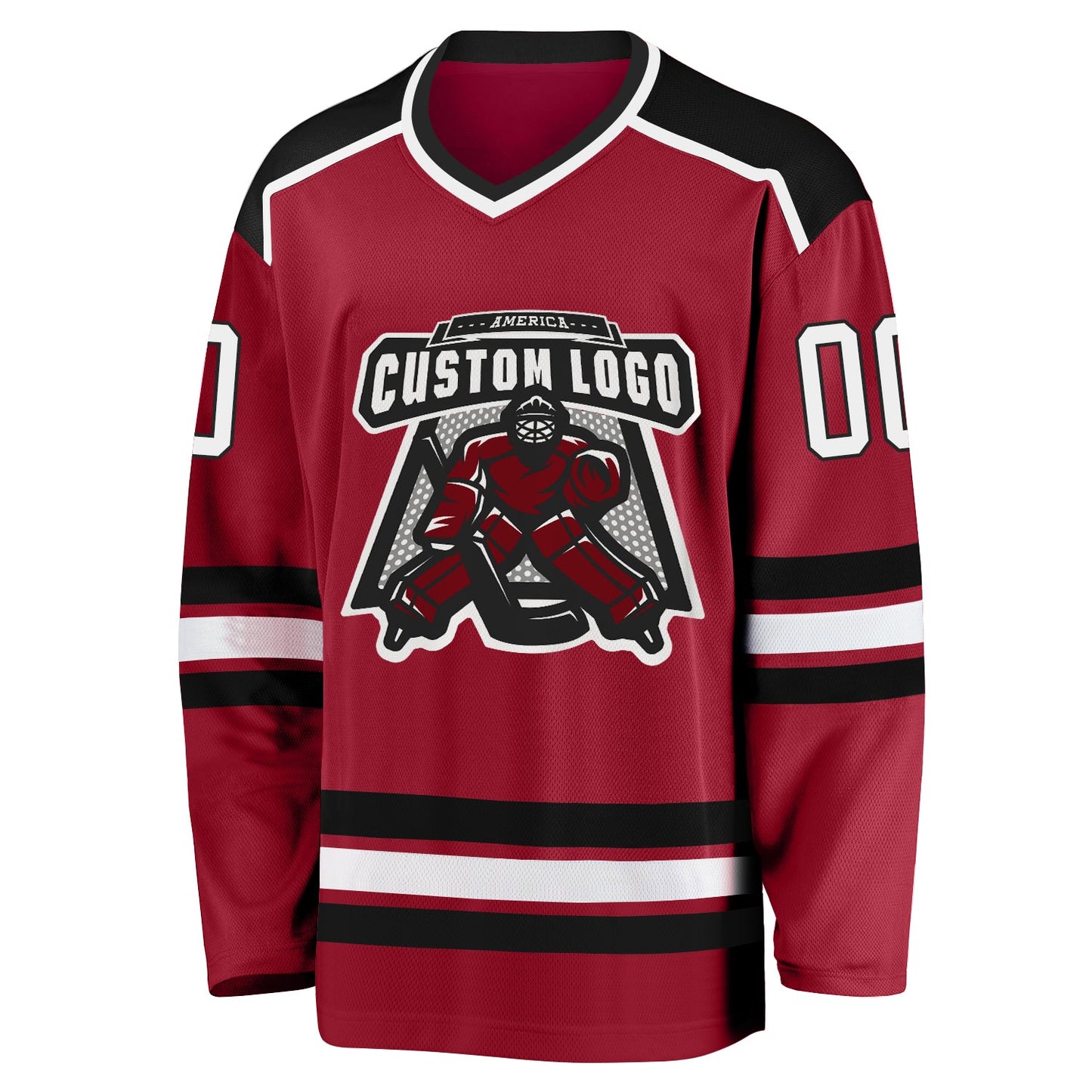 Custom Maroon White-Black Hockey Jersey - Sky-Custom