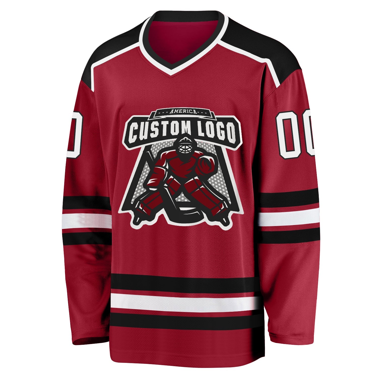 Custom Maroon White-Black Hockey Jersey - Sky-Custom