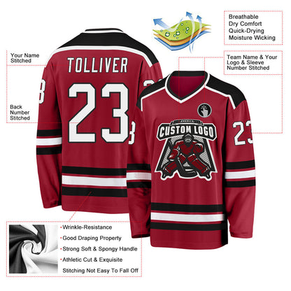 Custom Maroon White-Black Hockey Jersey - Sky-Custom