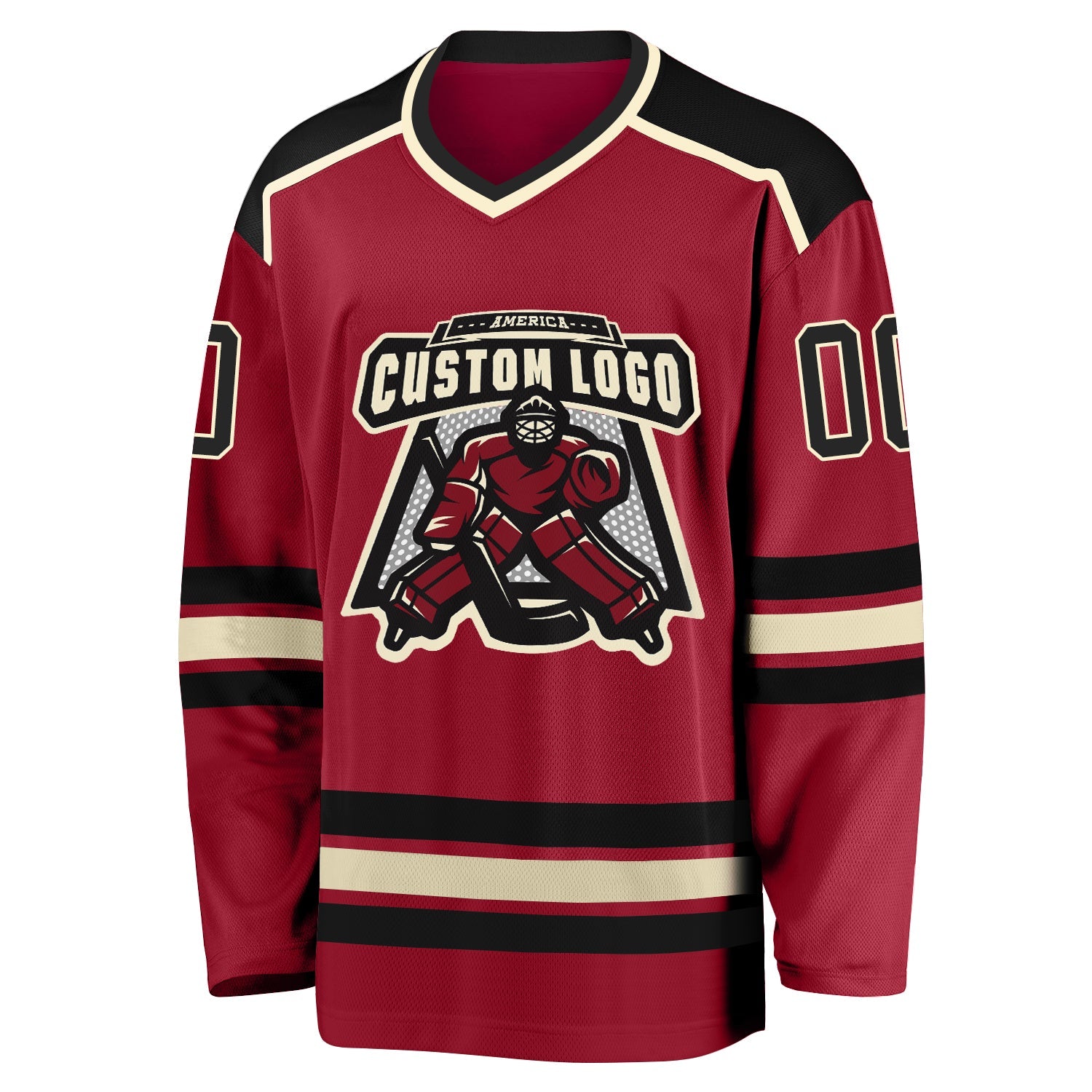 Custom Maroon Black-Cream Hockey Jersey - Sky-Custom