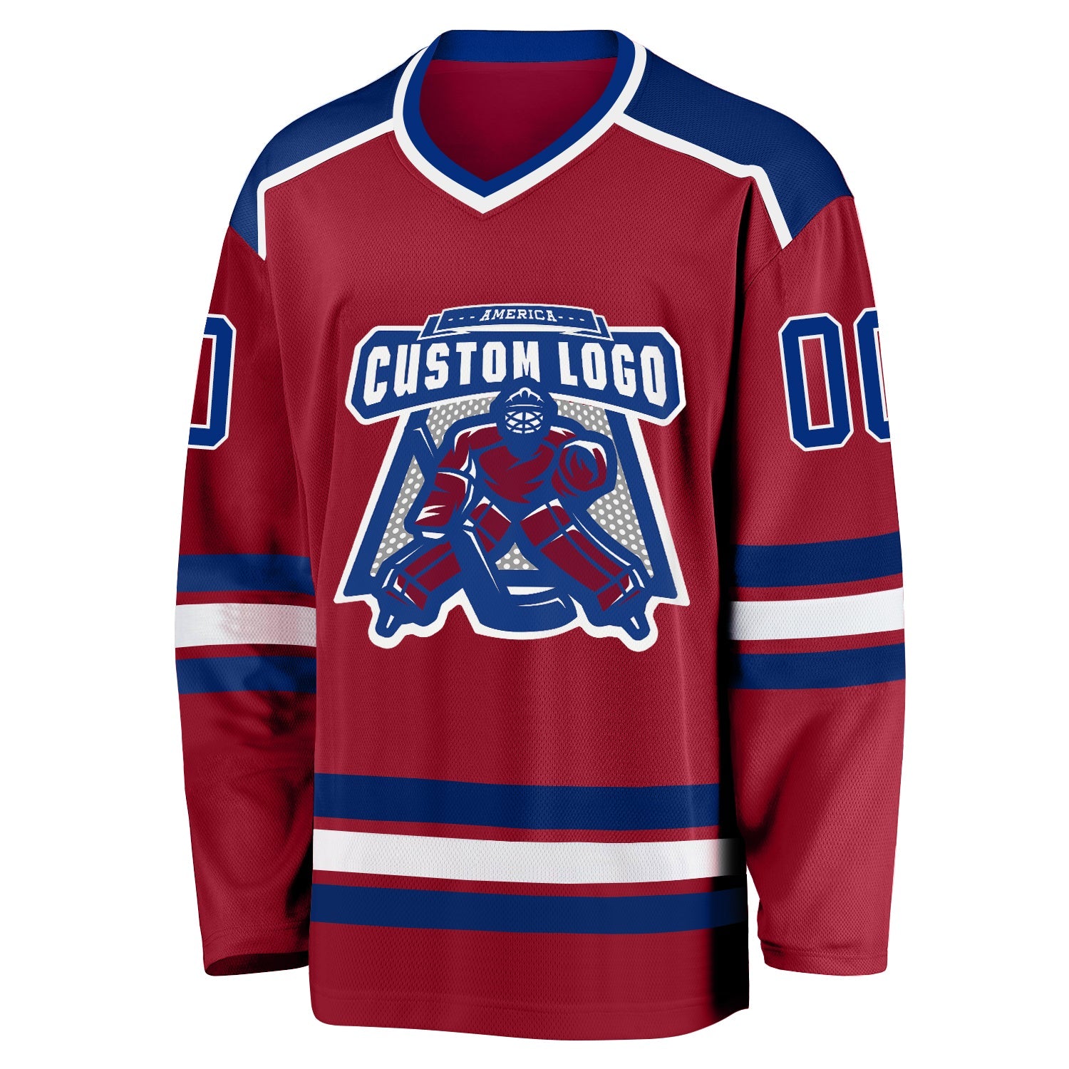 Custom Maroon Royal-White Hockey Jersey - Sky-Custom