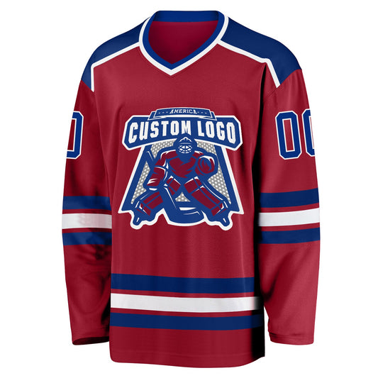 Custom Maroon Royal-White Hockey Jersey - Sky-Custom