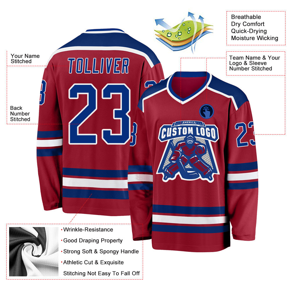 Custom Maroon Royal-White Hockey Jersey - Sky-Custom