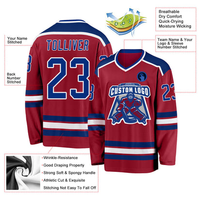 Custom Maroon Royal-White Hockey Jersey - Sky-Custom