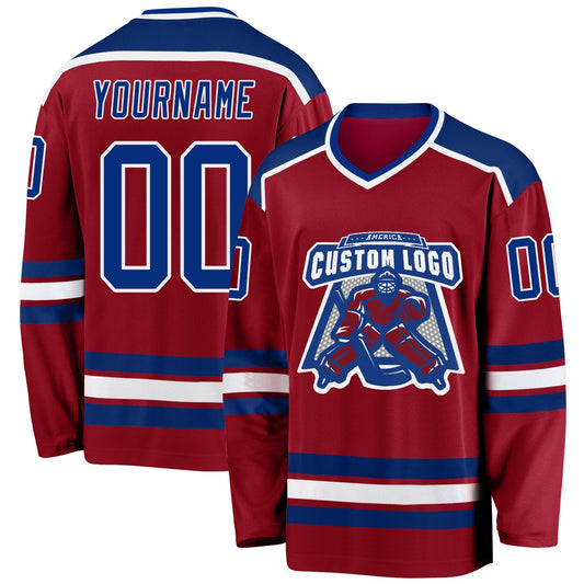 Custom Maroon Royal-White Hockey Jersey - Sky-Custom