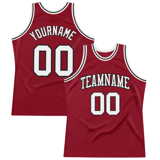 Custom Maroon White-Black Authentic Throwback Basketball Jersey - Sky-Custom