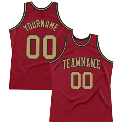 Custom Maroon Old Gold-Black Authentic Throwback Basketball Jersey - Sky-Custom