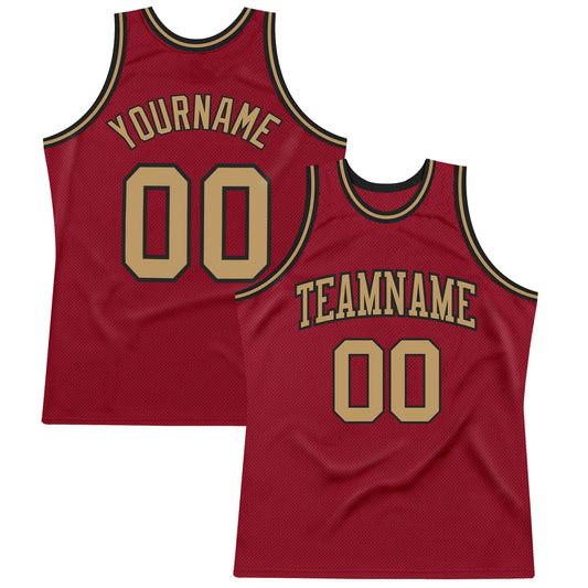 Custom Maroon Old Gold-Black Authentic Throwback Basketball Jersey - Sky-Custom